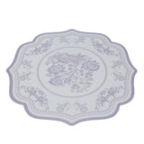 10 Pack White Lavender Cardboard Paper Table Mats with French Toile Pattern, 13inch Lilac Round