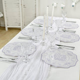 10 Pack White Lavender Cardboard Paper Table Mats with French Toile Pattern, 13inch Lilac Round