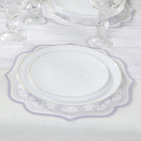 10 Pack White Lavender Cardboard Paper Table Mats with French Toile Pattern, 13inch Lilac Round