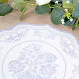 10 Pack White Lavender Cardboard Paper Table Mats with French Toile Pattern, 13inch Lilac Round