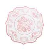 10 Pack White Pink Cardboard Paper Table Mats with French Toile Pattern, 13inch Round#whtbkgd