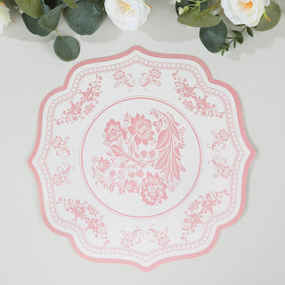 Elevate Your Place Setting with White Pink French Toile Floral Paper Placemats