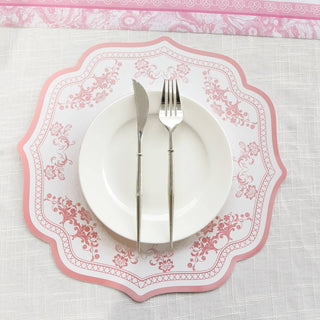 Versatile White Pink Floral Cardboard Table mats