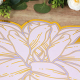 10 Pack Lavender Peony Cardboard Paper Table Mats with Gold Foil Edges