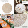 6 Pack | 13inch Wheat Woven Rattan Design Disposable Charger Plates, Round Paper Serving Trays