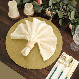 Convenience Meets Style with Gold Glitter Round Disposable Dining Placemats