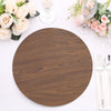 6 Pack Brown 13inch Disposable Charger Plates With Walnut Wood Design, Round Paper Serving Plates