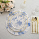 6 Pack White Blue Cardboard Paper Charger Plates with Chinoiserie Floral Print, 13inch Round