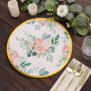 Elegant White Pink Peony Flowers Charger Plates