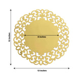 6 Pack Metallic Gold Laser Cut Disposable Dining Table Mats with Floral Rim