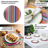 10 Pack Cinco De Mayo Party Theme Paper Placemats, 13inch Round Mexican Serape Fiesta Disposable