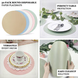 50 Pack 13" Round Disposable Paper Placemats – Pearl White Cardboard Dining Table Mats, 120 GSM