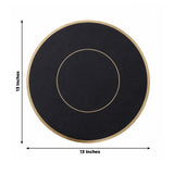 Black and gold round placemat, 13 inches in diameter