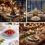 Elegant dining table setups for festive occasions with candles and floral decor.