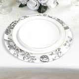 10-Pack Disposable Table Placemats in French Toile Print 13inch White/Black - Chic Floral