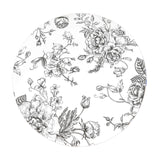 10-Pack Disposable Table Placemats in French Toile Print 13inch White/Black - Chic Floral#whtbkgd