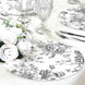 10-Pack Disposable Table Placemats in French Toile Print 13inch White/Black - Chic Floral