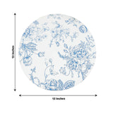10-Pack Disposable Table Placemats in French Toile Print 13inch White/Blue - Chic Floral