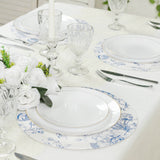 10-Pack Disposable Table Placemats in French Toile Print 13inch White/Blue - Chic Floral