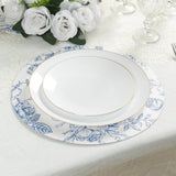 10-Pack Disposable Table Placemats in French Toile Print 13inch White/Blue - Chic Floral