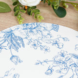 10-Pack Disposable Table Placemats in French Toile Print 13inch White/Blue - Chic Floral