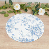 10-Pack Disposable Table Placemats in French Toile Print 13inch White/Blue - Chic Floral