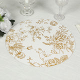 6 Pack White Gold Cardboard Paper Charger Plates in French Toile Floral Pattern, 13 Round