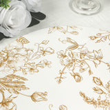 6 Pack White Gold Cardboard Paper Charger Plates in French Toile Floral Pattern, 13 Round