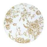 6 Pack White Gold Cardboard Paper Charger Plates in French Toile Floral Pattern, 13 Round#whtbkgd