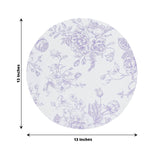 10 Pack 13inch Disposable Placemats in French Toile Floral Pattern, Matte Lavender and White