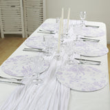 10 Pack 13inch Disposable Placemats in French Toile Floral Pattern, Matte Lavender and White