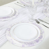 10 Pack 13inch Disposable Placemats in French Toile Floral Pattern, Matte Lavender and White