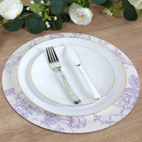 10 Pack 13inch Disposable Placemats in French Toile Floral Pattern, Matte Lavender and White