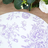 10 Pack 13inch Disposable Placemats in French Toile Floral Pattern, Matte Lavender and White