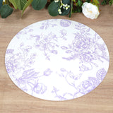 10 Pack 13inch Disposable Placemats in French Toile Floral Pattern, Matte Lavender and White