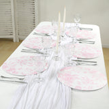 10 Pack 13inch Disposable Placemats in French Toile Floral Pattern, White Pink Cardboard Paper