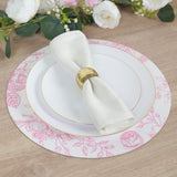 10 Pack 13inch Disposable Placemats in French Toile Floral Pattern, White Pink Cardboard Paper