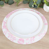 10 Pack 13inch Disposable Placemats in French Toile Floral Pattern, White Pink Cardboard Paper