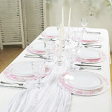 10 Pack 13inch Disposable Placemats in French Toile Floral Pattern, White Pink Cardboard Paper