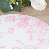 10 Pack 13inch Disposable Placemats in French Toile Floral Pattern, White Pink Cardboard Paper