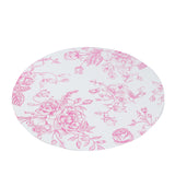 10 Pack 13inch Disposable Placemats in French Toile Floral Pattern, White Pink Cardboard Paper