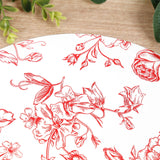 10-Pack Disposable Table Placemats in French Toile Print 13inch Matte White/Red