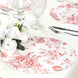 10-Pack Disposable Table Placemats in French Toile Print 13inch Matte White/Red