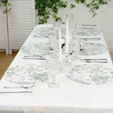 10-Pack Disposable Table Placemats in French Toile Print 13inch Matte White/Sage Green