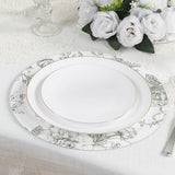 10-Pack Disposable Table Placemats in French Toile Print 13inch Matte White/Sage Green