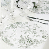 10-Pack Disposable Table Placemats in French Toile Print 13inch Matte White/Sage Green