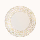 10 Pack White Disposable Serving Plates With Gold Basketweave Pattern Rim