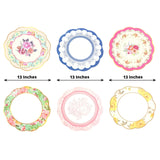 24 Pack Mixed Floral Tea Party Paper Table Mats with Scalloped Rim