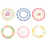 24 Pack Mixed Floral Tea Party Paper Table Mats with Scalloped Rim#whtbkgd