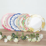 24 Pack Mixed Floral Tea Party Paper Table Mats with Scalloped Rim